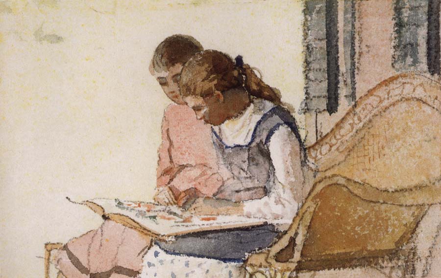 Winslow Homer Two Girls Looking at a Book